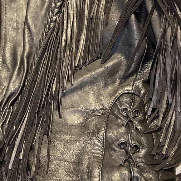 COPY - EUC Ladies Leather jacket with fringe and braided accents. - Picture 8 of 13